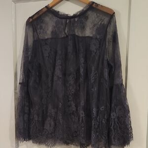 Cato Black Lace Sheer Blouse